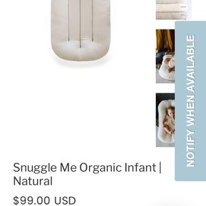 Snuggle me Organic Infant Lounger 0-9months and ginger organic cotton cover.